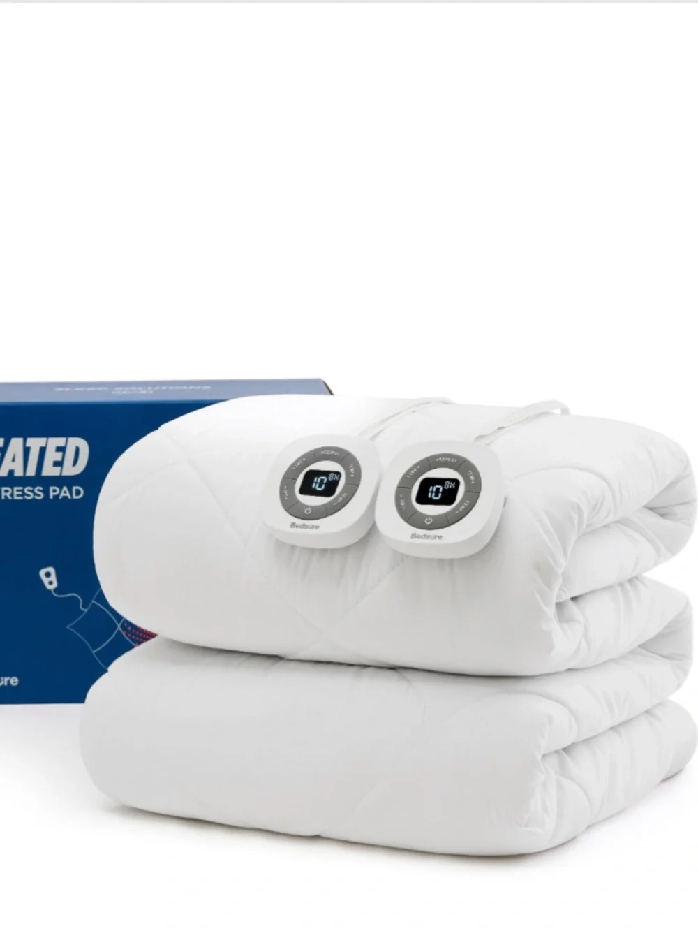 Heated Mattress Pad Dual Remotes White KING